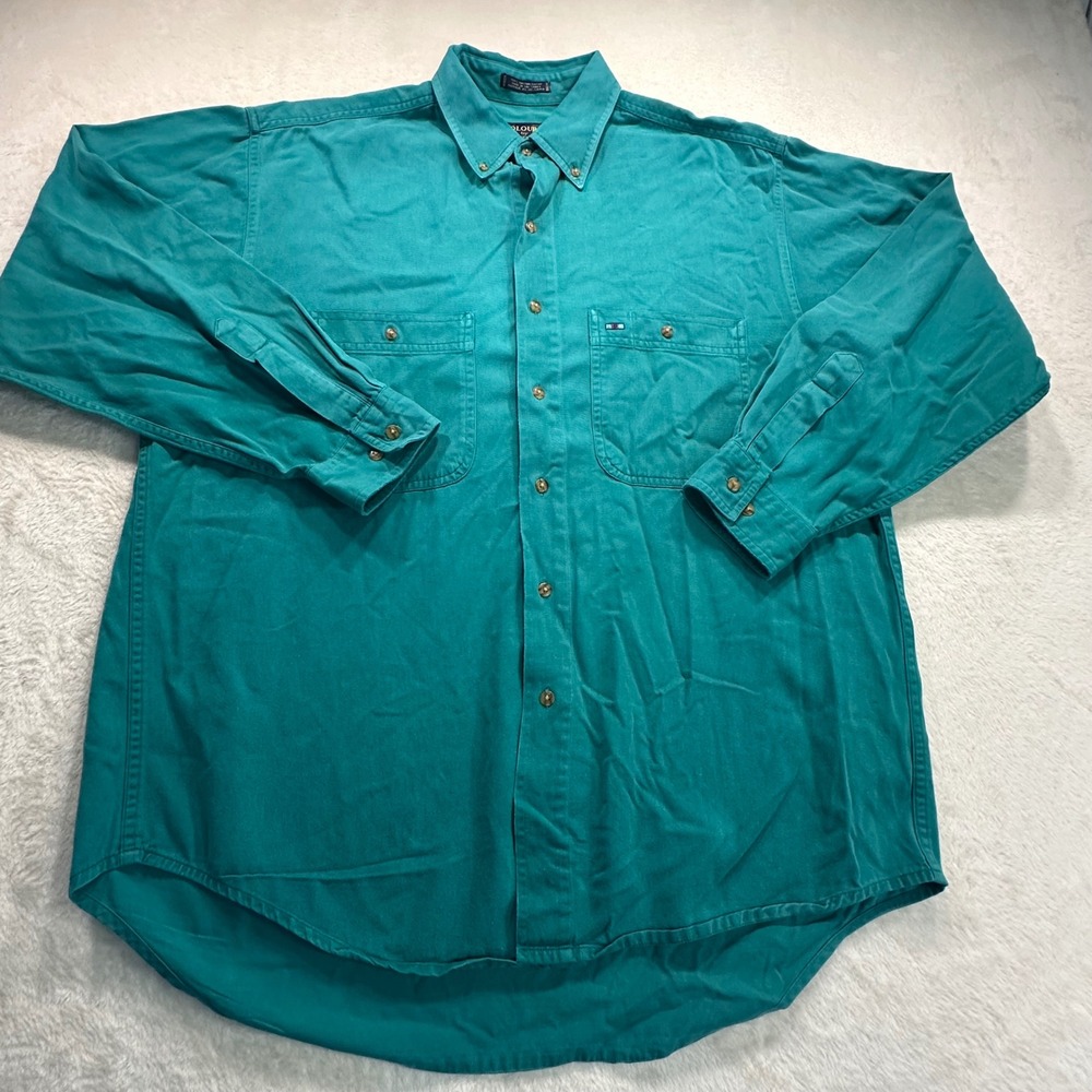 Colours by Alexander Julian Mens Medium Teal Green Cotton Twill Button Down